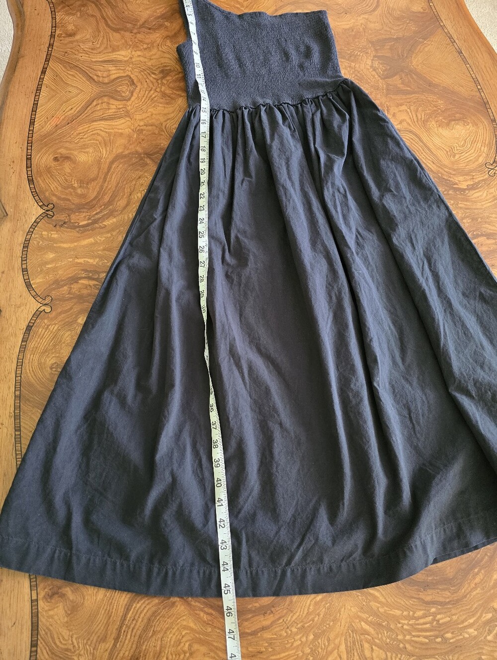 Nation LTD One Shoulder Smocked Pima Cotton Midi Dress Black Womens Size XS - Picture 8 of 8